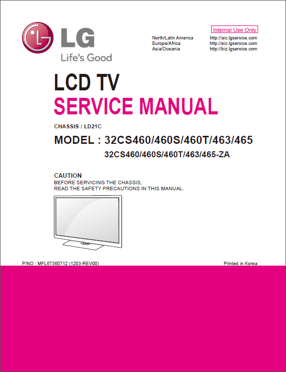 LG LCD TV 32CS460 32CS460S 32CS460T 32CS463 32CS465 Service Manual-1